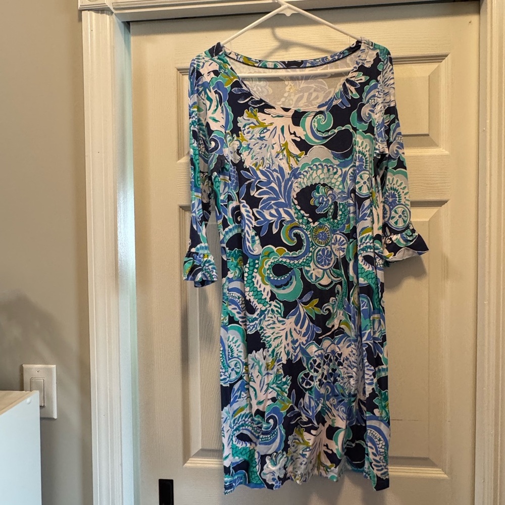 Lilly Pulitzer Blue and Green Patterned Dress